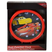 DISNEY CARS 3 LIGHTNING MCQUEEN 6" Dual Function Tabletop or Hanging Clock NEW