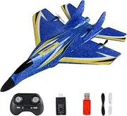 RC Aircraft Plane Toys Easy to Fly Gyro Stabilizer Light Foam -Remote Control Aircraft for Young Beginners Gift, Blue Single Battery
