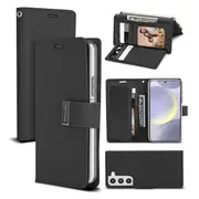 Goospery Samsung Galaxy S24 FE Rich Diary Wallet Flip Case Leather Card Slots Magnetic Cover (Black)