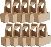 10 Pack Drink Carrier for Delivery - Takeout Cup Holders, Sturdy Cardboard Beverage Bottle Carrier Boxes for Coffee, , Juices, Delivery Service, Food Trucks, Cafés,7.09x3.15x9.45 inches