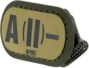 M-Tac Molle Medical Patch Blood Group - Tactical PVC Badge for Med Military Army Gear with Hook and Loop Fastener (A (II) -, Ranger Green)