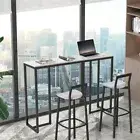 Elegant White Marble Console Counter Table High Desk Pub Bar Table Scrach-proof