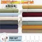2000TC Cotton Sheets Set with Sheet Fasteners Bed Linen Queen King Double SIngle