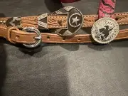 Leather Browband Headstall Texas Star Buckle Sets Trophy Conchos