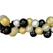 Black, Silver and Gold Confetti Balloon Garland Kit