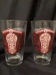 2 Left Hand Brewing Co "Wake Up Dead" Imperial Stout Colorado Pint Beer Glass BX