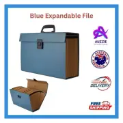 Blue Expanding File Folder Storage Holder Case Paper Document Organiser BLUE