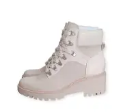 Dolce Vita Hank Lace-Up Lug Sole Combat Boots In Ivory Size 10