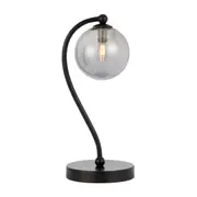 Foscani Smooth Smoke Glass Black Metal Base Table Lamp