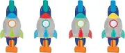 Blast Off Outer Space Rocket Kids Birthday Party Favor Horns Blowouts