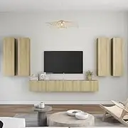 TV Stand Table, Sonoma Oak Living Room Entertainment Center, Media Console Shelf with Storage & Cabinet Set - Bedroom, Office, Wall Mounted Stands