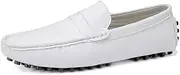 [SayfuR] Men's Loafers Round Toe Faux Leather Penny Driving Loafers Resistant Lightweight Comfortable Outdoor Fashion Slip On(White,10 UK)