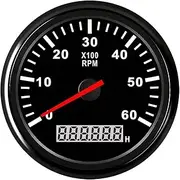 ZFGVGNMTYA 85mm Black Face Auto Car Boat Tachometer Marine Ship Tacho Meter 6000 RPM Gauge Fit for Diesel Gasoline Engine Car Tachometer(Tachometer)