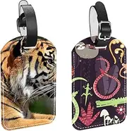 [WOSHJIUK] Luggage Tags,2 Pack Labels Suitcase Tags,Forest Animals Tiger Snake,Luggage Tags Privacy Protection Travel Bag Tag