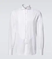 [Brunello Cucinelli] Brunello Cucinelli Cotton poplin tuxedo shirt UK 17 white