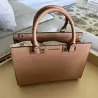 Michael Kors Quinn Large Acorn Leather Satchel Bag