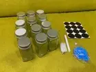 12Pcs Clear Square Glass Jars Lid Spice Herb Seasoning Condiment Storage AU