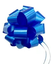 12 x Large 13.5cm Blue Gift Bows - Pull String Pom Pom Bow - Wrapping Packaging