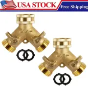 3/4" Solid Brass Double Two Way Tap Garden Connector Adaptor Hose Splitter US