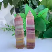181g 2pcs Candy Fluorite Stone Tower Point Quartz Crystal Specimen Collection