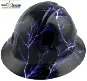 Lightning Storm Hydro Dipped Full Brim Hard Hat with Ratchet Suspension