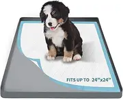 Pee Pad Holder, Dog Potty Tray for 24" x 24" Training Pads, Silicone Non-Slip Pee Mat Potty, No Spill Raise Lip High Edge Puppy Pad Tray with 4 Holder Clamps for Dog Training Home Floor Protection