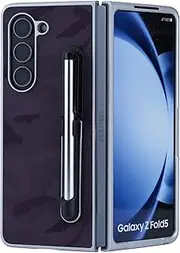 Faux Leather Strap Touch Pen Folding Fashion Protection Phone Case for Samsung Galaxy Z Fold6,PC+ TPU Material,Purple