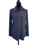ANNE KLEIN Navy Blue Button Up Blouse **NWT** SZ S