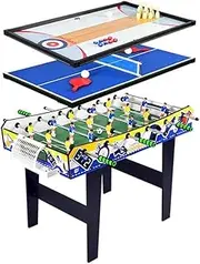 Foosball Table Game Billiards Combo 4 in 1 Multi Set Mini Ball Steady Pool Table, Shuffleboard Soccer Tennis Children's Play Sports Xmas Gift