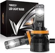 NIGHTEYE H11 LED Headlight Bulbs - 40000LM 6500K White Light, 200W H11 Headlight Bulbs with Fan, Halogen Replacement Bulb,IP68 Waterproof, Pack of 2