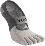 [Generisch] Yoga Toe Socks with Elastic Band, Non-Slip Pilates Socks, Light Grey and Grey, gray, 4.5-9 US