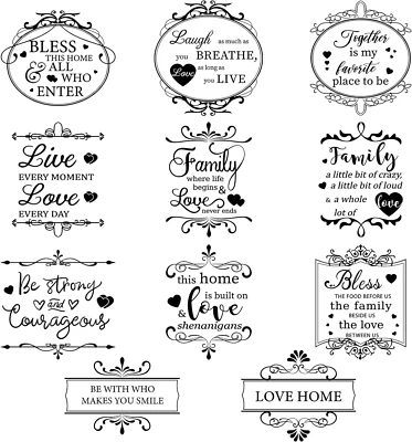 11 Sheets Vintage Word Rub on Transfers Decals for Crafts and Furniture Black Wa