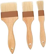 SHOWERORO Wooden Handle Baking Brush Set BBQ Basting Brush Heat Resistant for Family Gatherings Bbqs