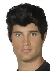 Black Danny Grease 50s Rocker Rock and Rol T-Bird Mens Greaser Costume Wig