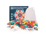 Pattern Puzzle Toy Educational Interesting Wooden Geometric Shape Jigsaw Toy For Boys Girls 180Pcs