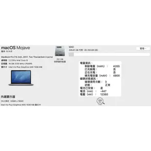 『澄橘』Macbook PRO 13吋 2017 I5 2.3/16G/256GB 灰 二手 中古《無盒裝》A64348