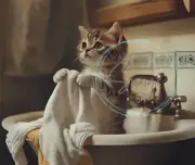Kitten Bath Time Cute Art Mouse Pad Computer Gift Cat Owner Lover