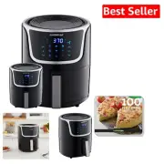 5-Qt Digital Touchscreen Air Fryer & Dehydrator with Recipe Book - Black/Silver
