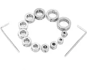 12pcs Drill Stop Collar Set,3-16mm Stainless Steel Drill Depth Dowel Shaft Chuck Limit Ring, Drilling Consistent Locator with Hex Wrench,for High Carbon Steel Drills