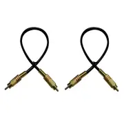 2x Universal 1ft RCA Male to RCA Male Audio Patch Cables Converters for Speakers