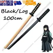 1M Japanese Samurai Training Katana Wooden Practice Sword Kendo Sword Black/Log