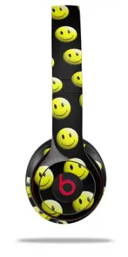 Skin Wrap for Beats Solo Wireless 2 3 4 Smileys on Black SKIN ONLY