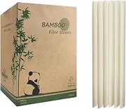 [NBYILONG] 12mm Bamboo Fiber Straws - 23cm Long, 200 Pack, Eco-friendly, Extra Wide, Sturdy, Ideal for Smoothies, Milkshakes, Bubble Tea