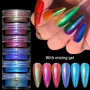 6Box/Set Nail Powder Neno Pearlescent Nail Dust Chameleon Holographic Laser