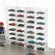 Hot 1/64 Scale Matchbox Wheels Toy Car Display Case, 4 Pack Acrylic Matchbox Car Storage Box Holds 32 Toy Cars Storage Organizer, Stackable, Dustproof 6.5 X 7.5 X 1.6 inches
