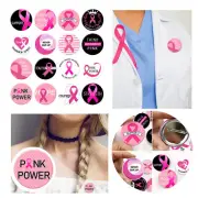 Breast Cancer Awareness Buttons Badge Ribbon Round Button Pins Pinback Brooch