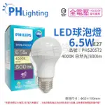 【PHILIPS 飛利浦】6入 真彩版 LED 6.5W E27 4000K 全電壓 自然光 超極光 高演色 球泡燈 _ PH520572