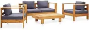 Patio Furniture Sets 4 Piece Garden Lounge Set with Cushions Grey Solid Acacia Wood