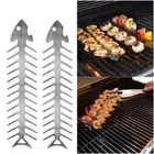 2PCS Reusable Fish Bone Skewers Stainless Steel Barbecue Skewers Campfire