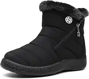 [Hsyooes] Winter Boots Women's Waterproof Winter Shoes Warm Ankle Boots Winter Snow Depth Lined Short Shaft Boots Non-Slip Slip-On Boots Flat